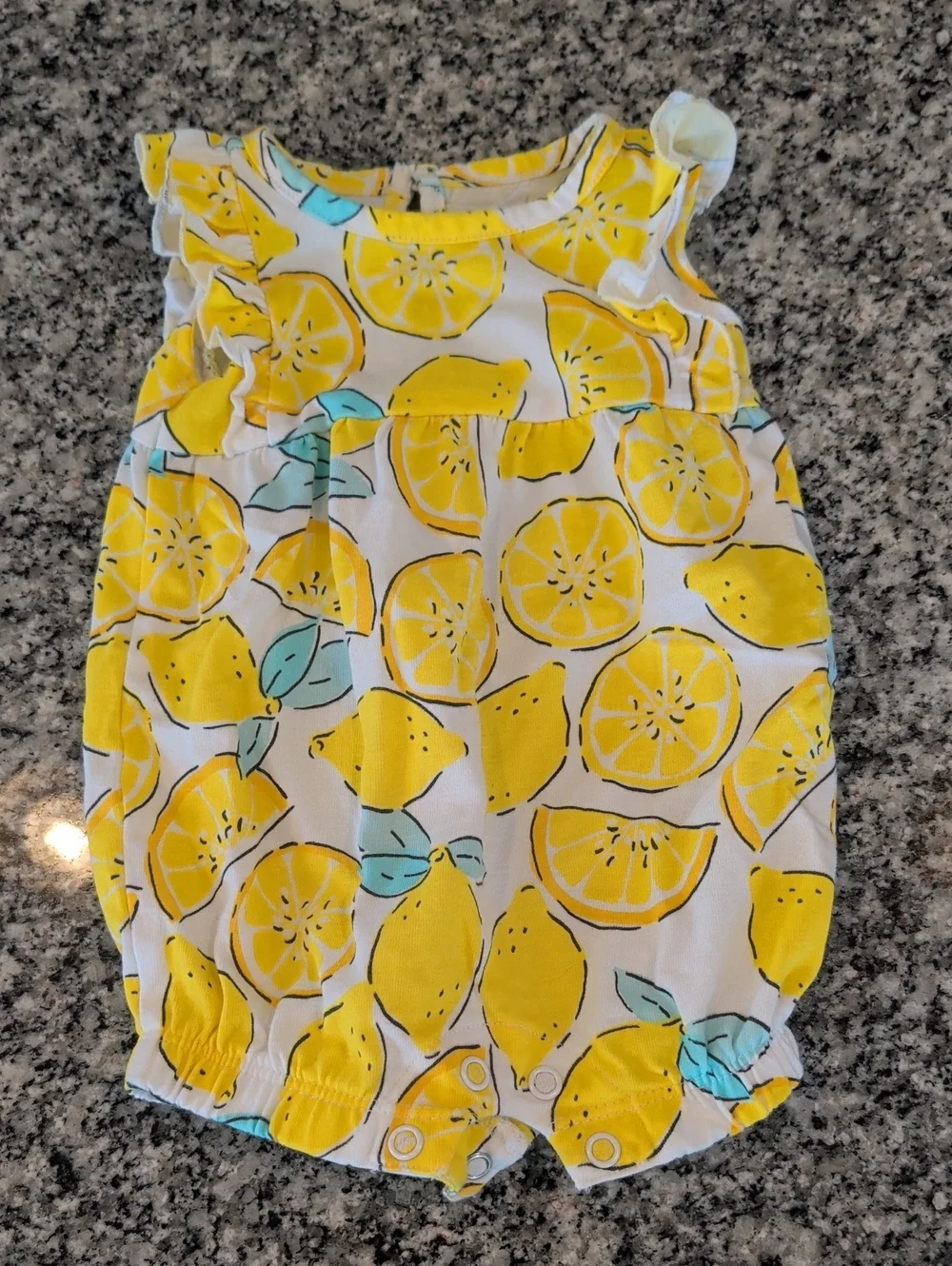 Carter's Lemon Print Newborn Romper - Yellow & White